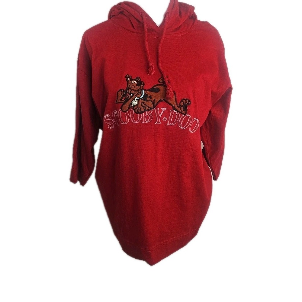 Women's Vintage 90s Scooby-Doo Red‎ SS Hooded Shirt Cartoon Network size med
